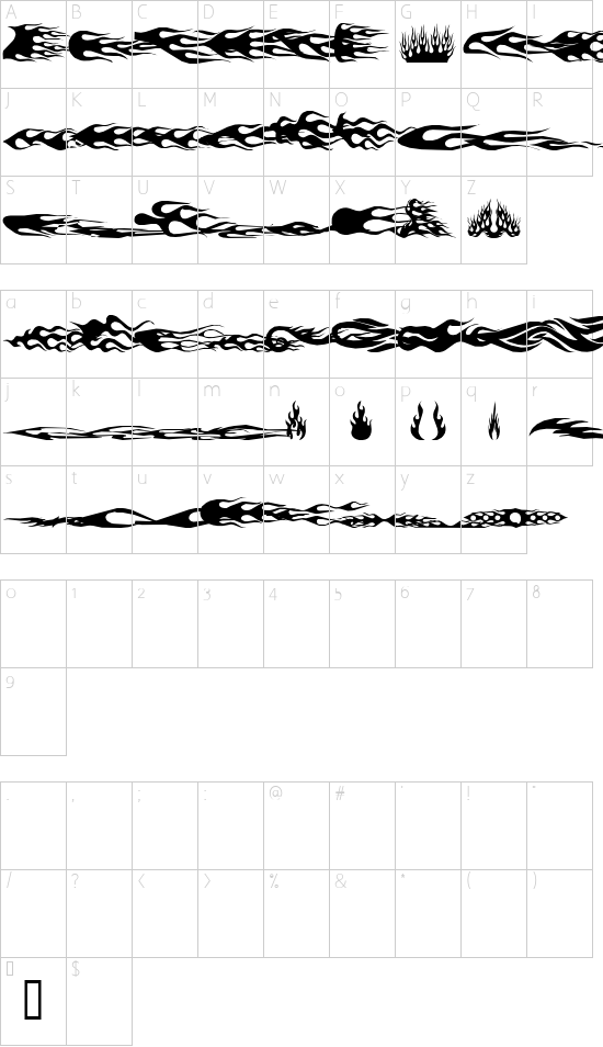 flamez by marioz font character map