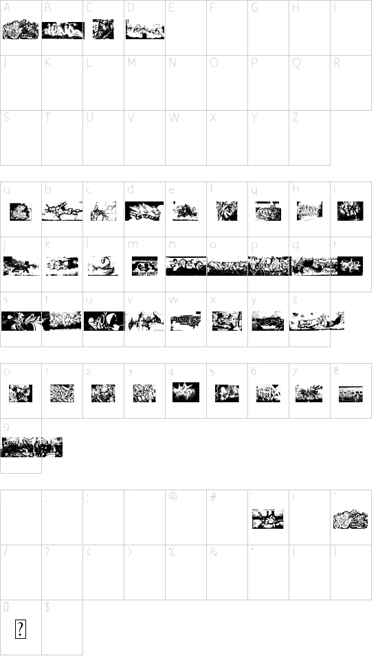 Instant Graffitication font character map