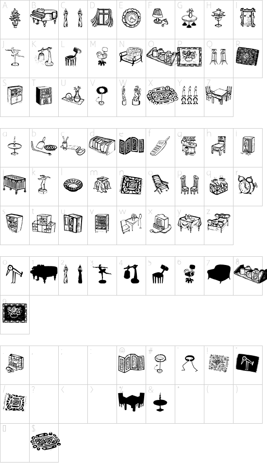 LiveStyle font character map
