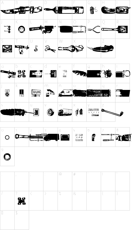 Melkein Aito Kopio font character map