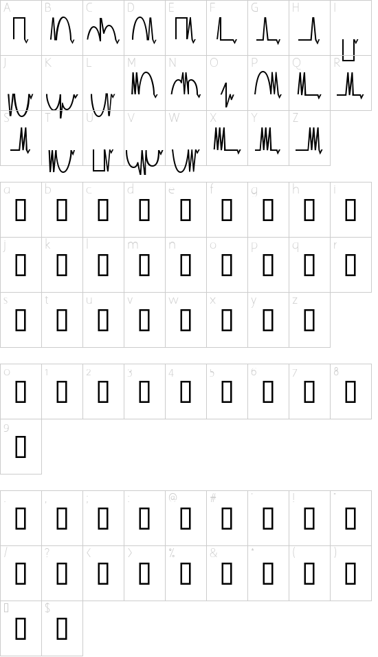 MesaAnalog Medium font character map