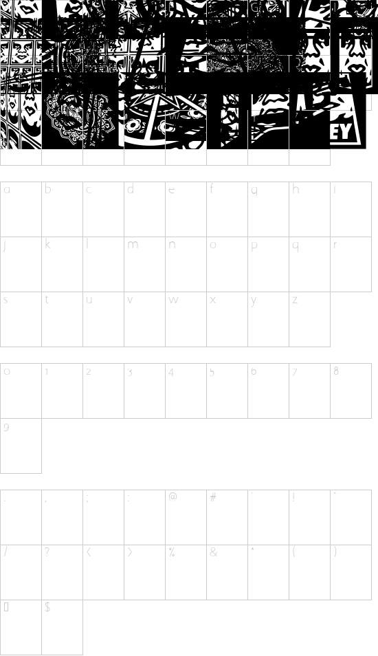 Obey3DAlt font character map