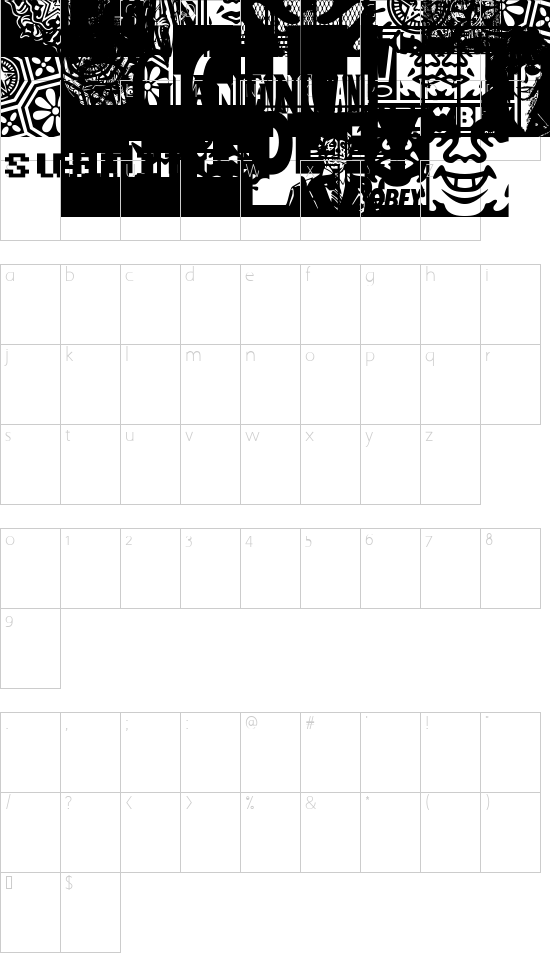 ObeyAssorty font character map