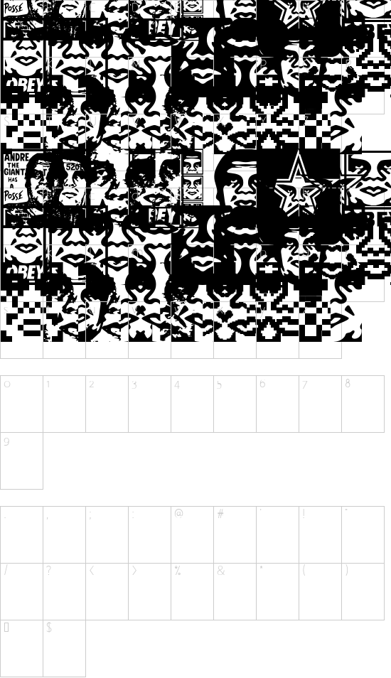 ObeyEssence font character map