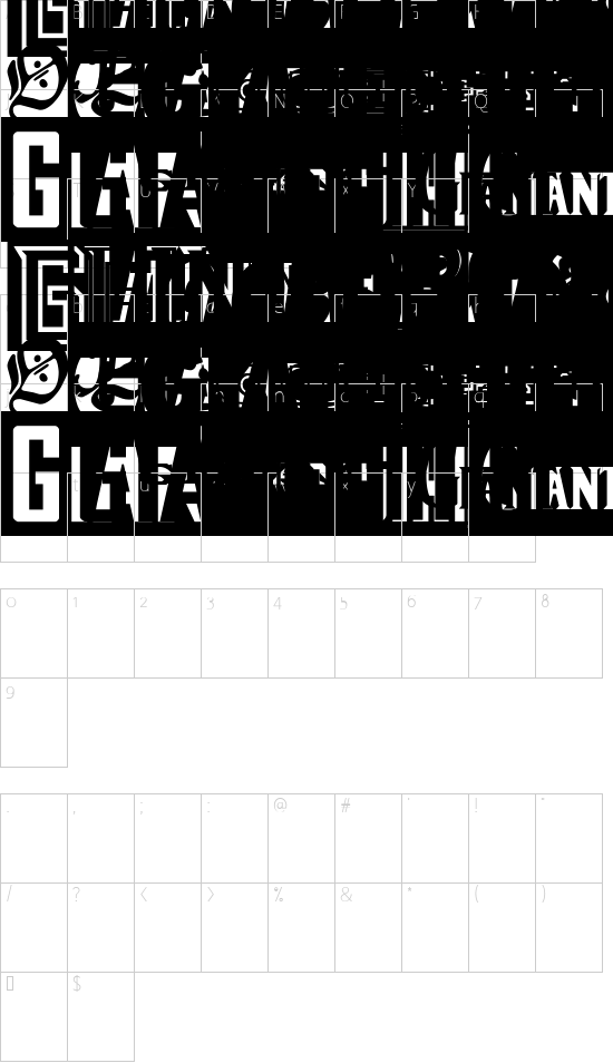 ObeyGiantPoster font character map
