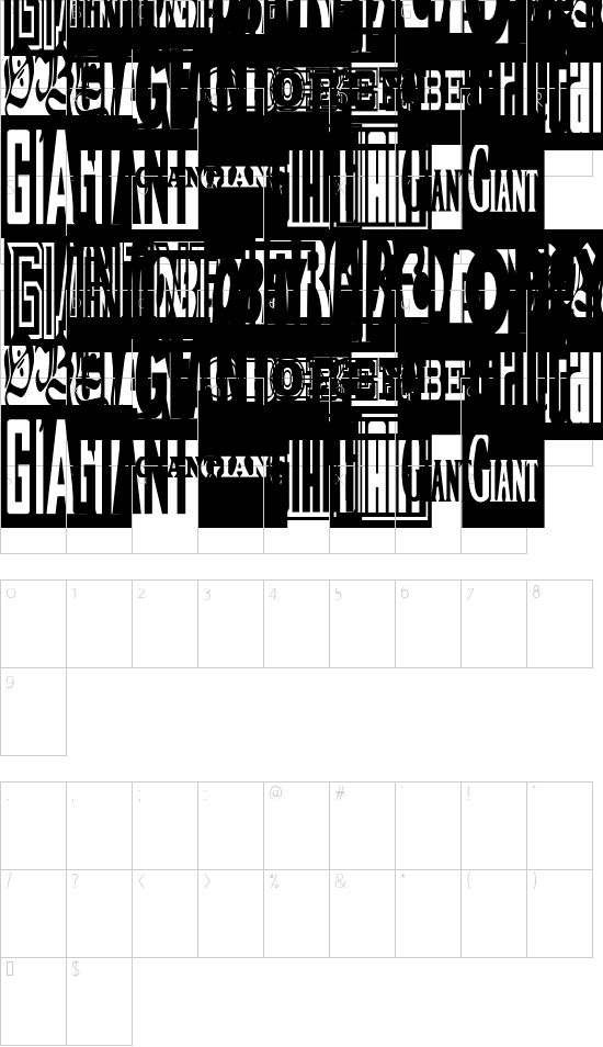 ObeyGiantPosterCondensed font character map