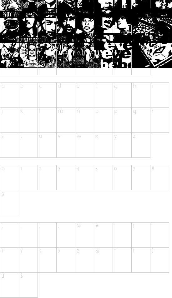 ObeyRevolution font character map