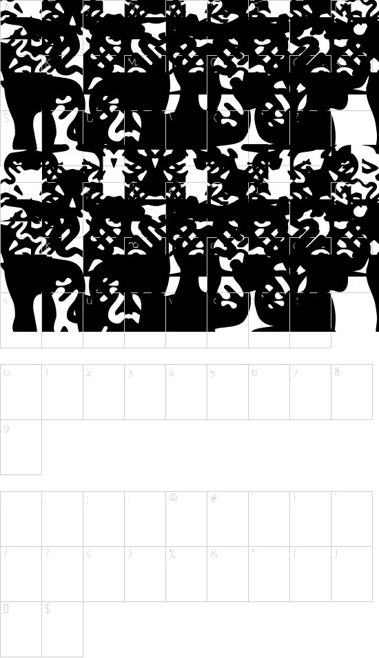 ObeyRorschach font character map