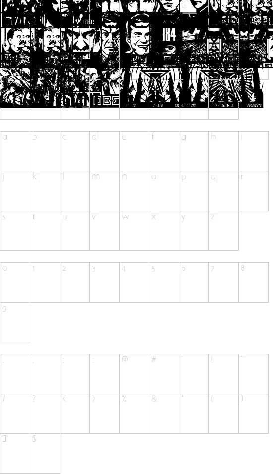 ObeyTyrant font character map