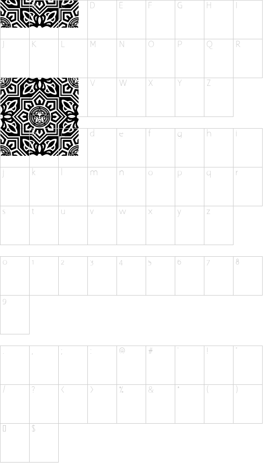 ObeyVenice font character map