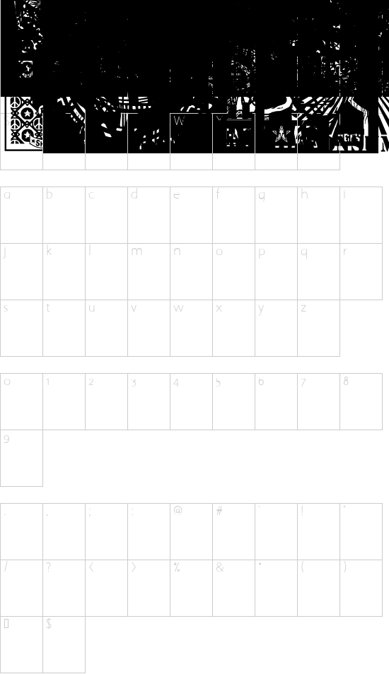 ObeyXL1 font character map