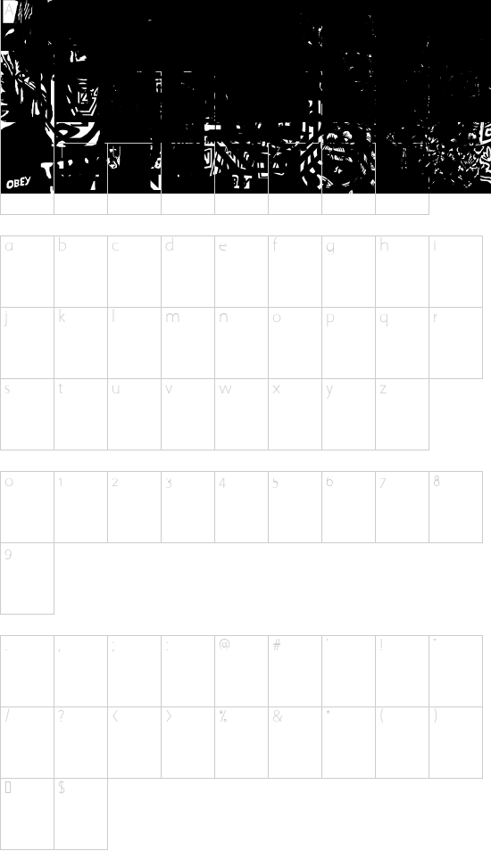 ObeyXL2 font character map
