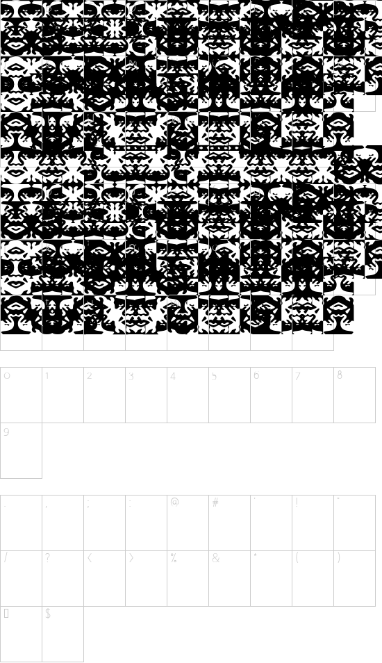 ObeysTile font character map