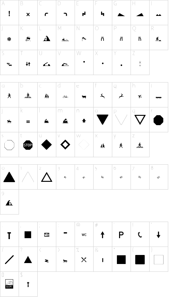 Zeichen Hundert Alt font character map