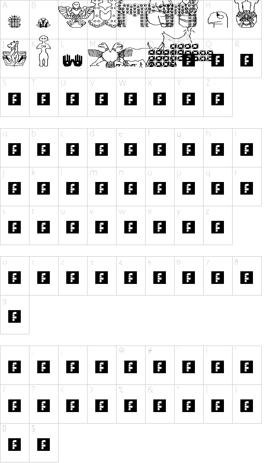 anadolu Regular font character map