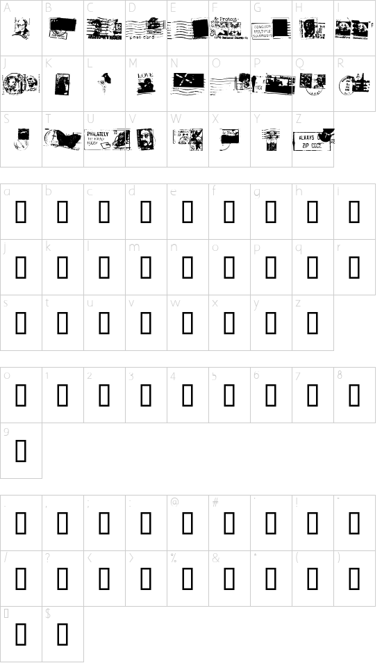 Dead Letter Office Thirty Two font character map