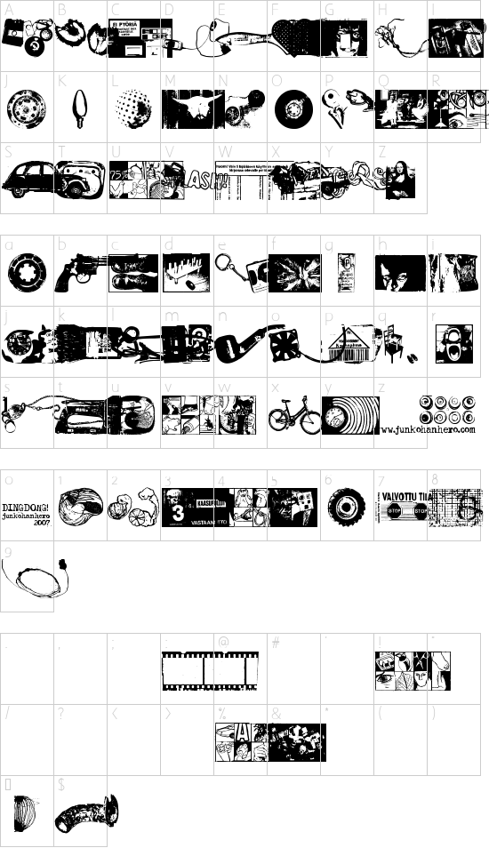 DINGDONG font character map