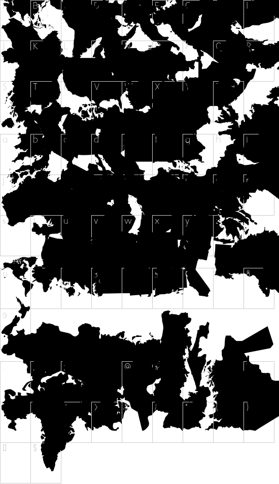 GeoBats font character map