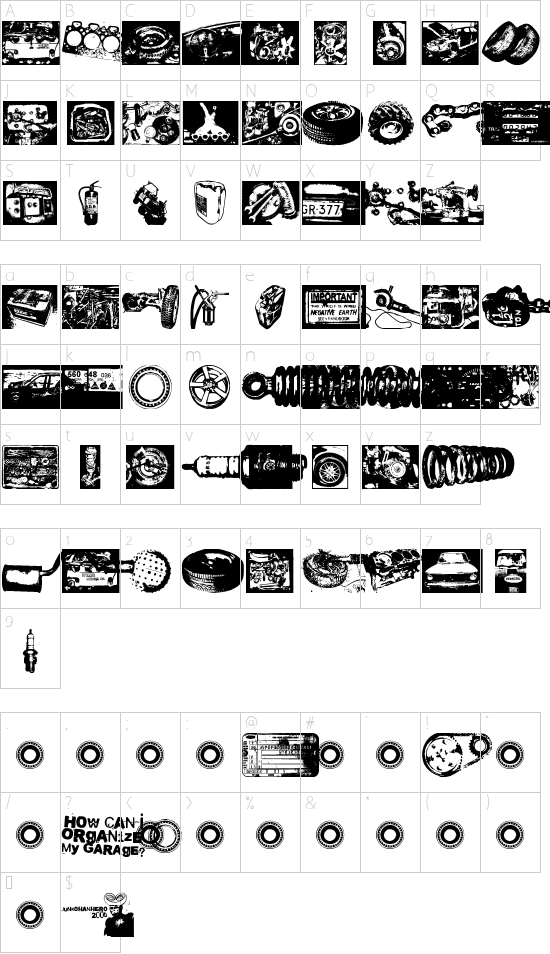 How Can I Organize My Garage? font character map