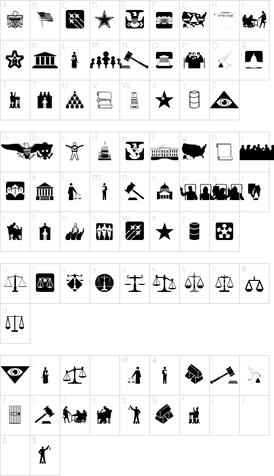 Law & Order font character map
