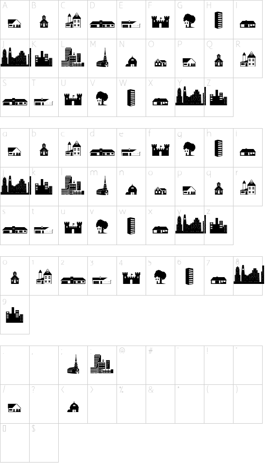 Little City 2000 font character map