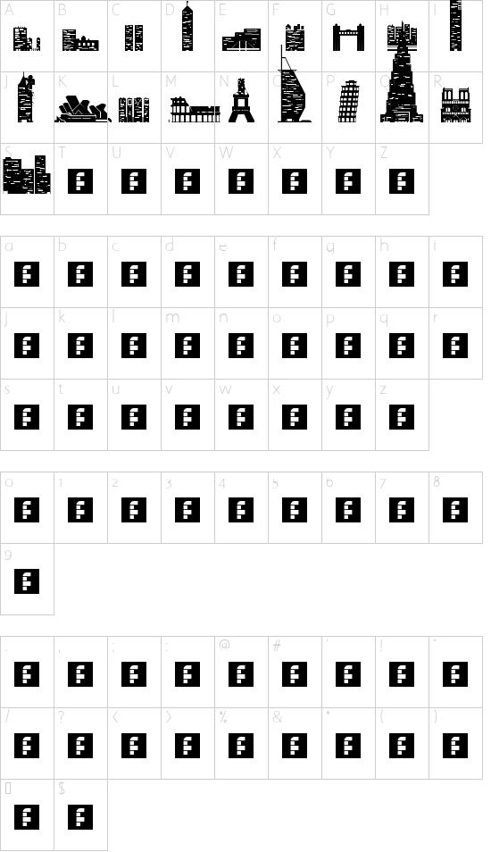 skylife Regular font character map
