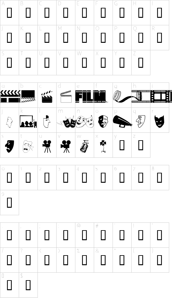 wmdrama1 font character map