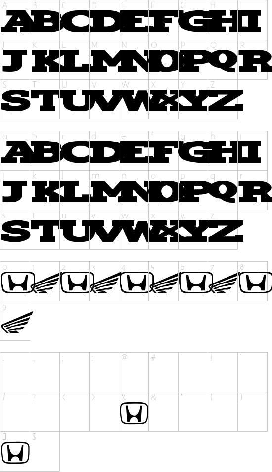 NewWGL4Font font character map