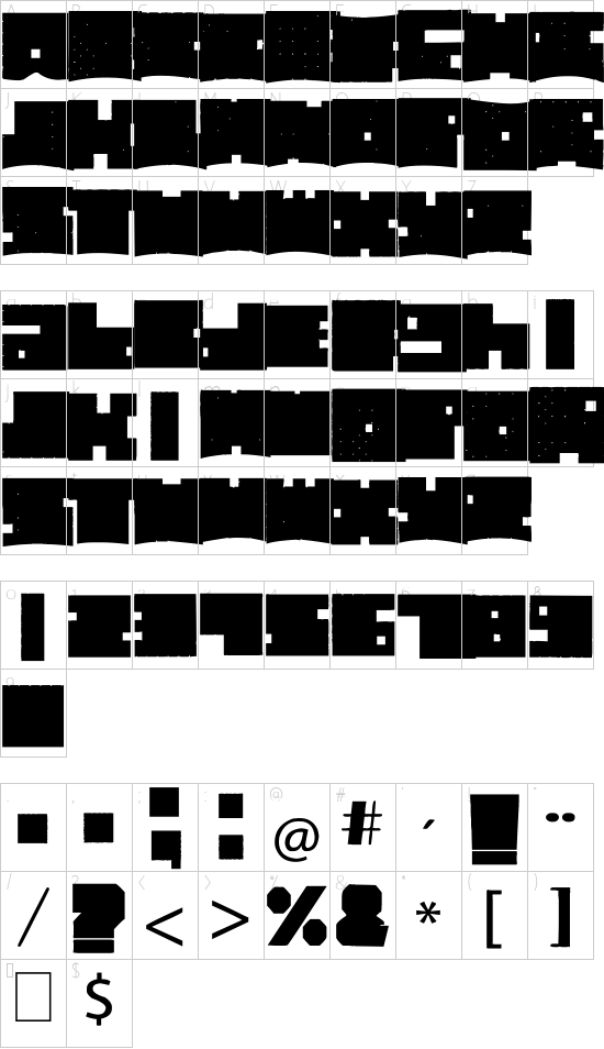 Cubic Bold font character map