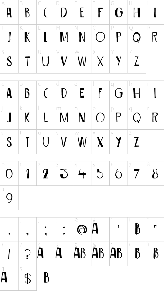 DK Sirius B font character map