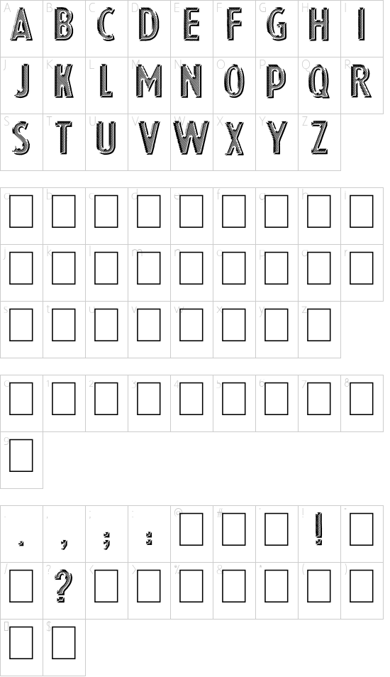 Eshop Advert font character map