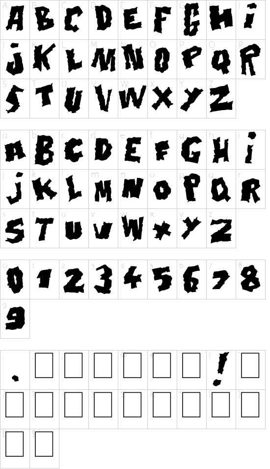 Doonga Black font character map