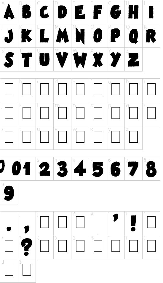 Famous Oldies Black font character map