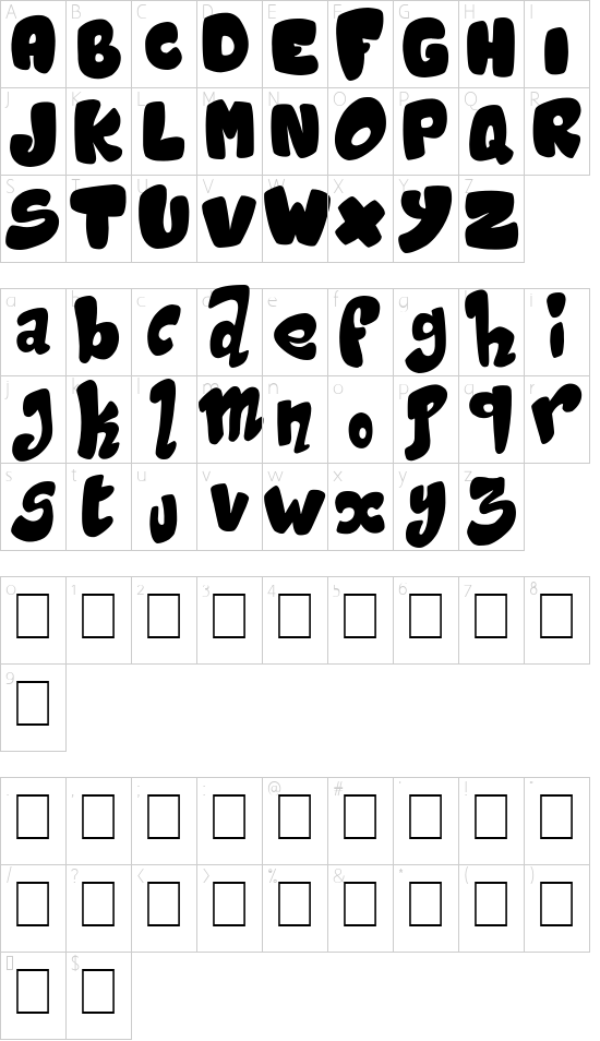 Magic Sound font character map