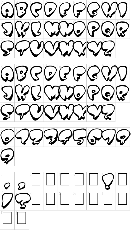 Poppy font character map