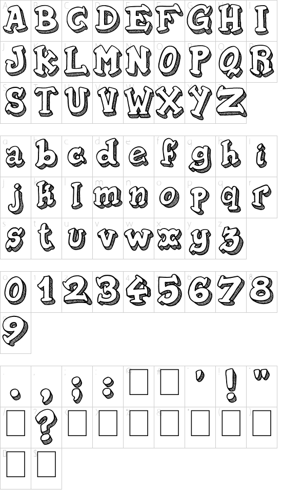 Tequilla Sunrise font character map