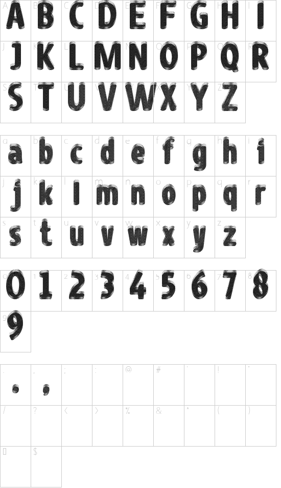 Guilloche font character map