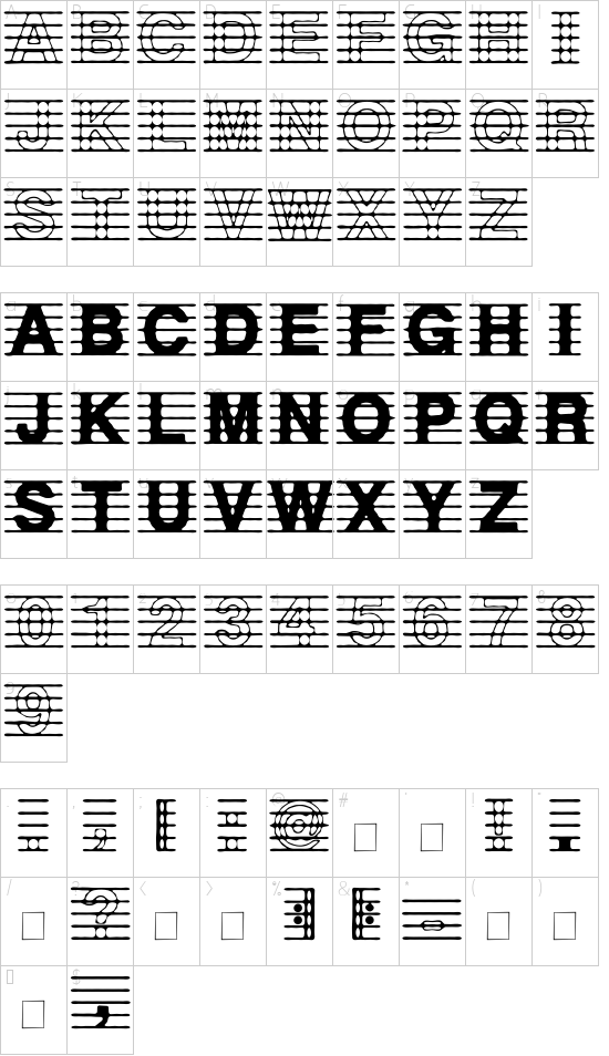distracted musician font character map