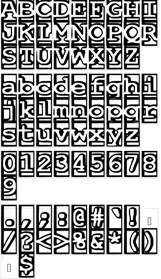 One and a Half Feet Under font character map