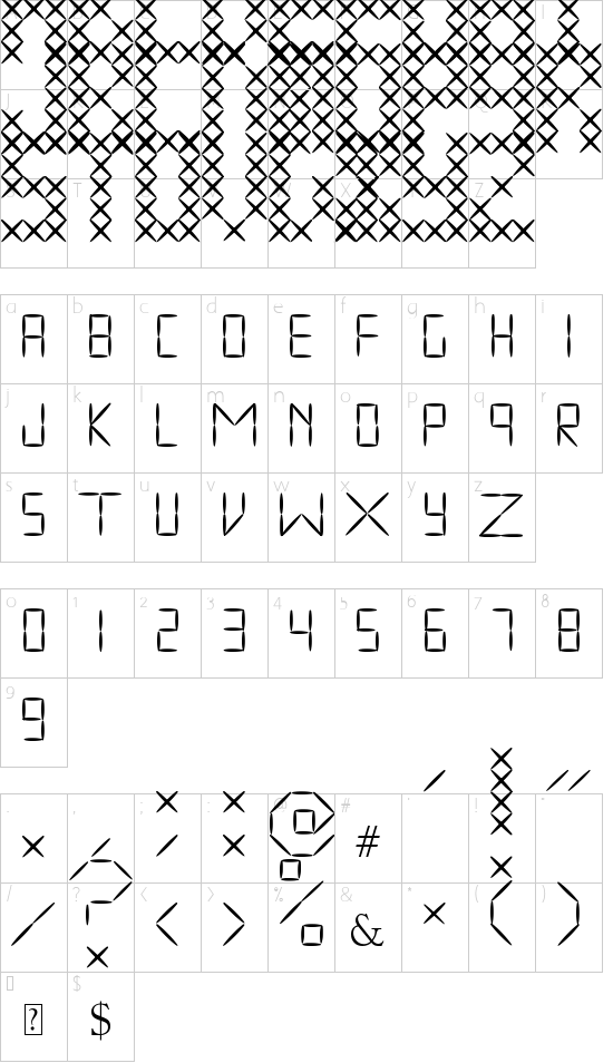 embroid font character map