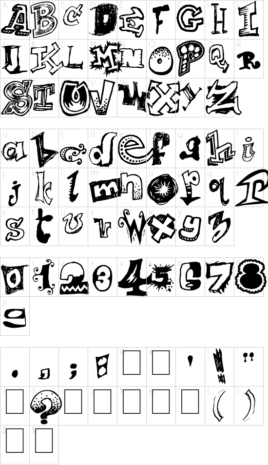 Mixagex font character map