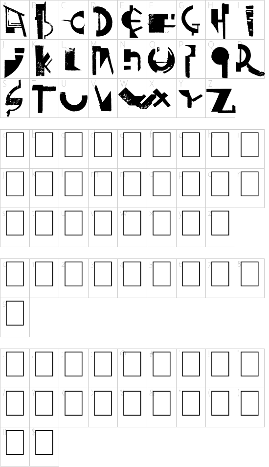 Painter font character map