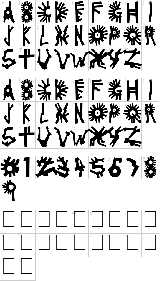 Pollo Pueblo - Black font character map