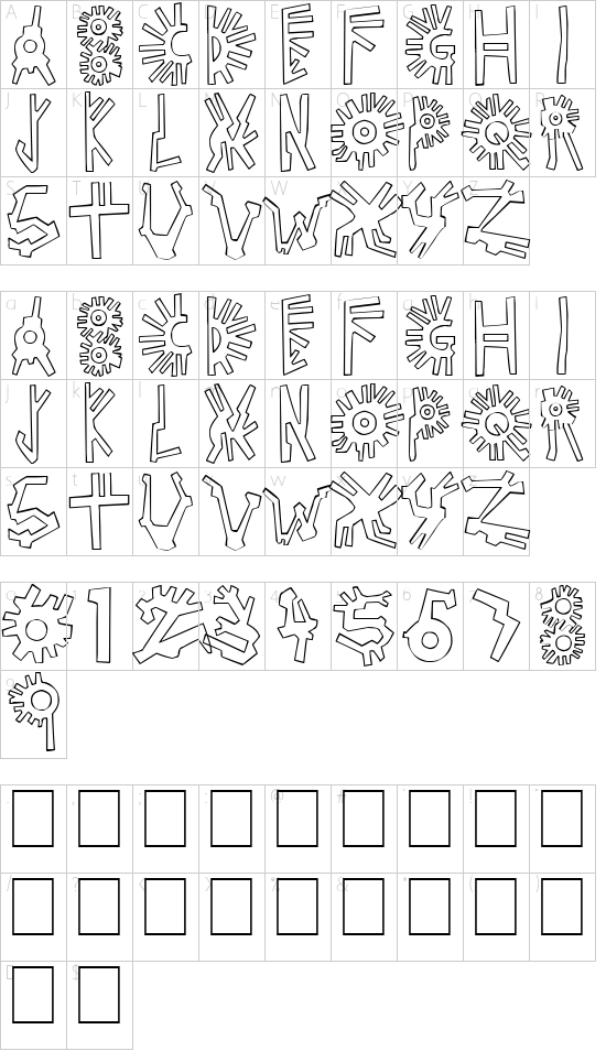 Pollo Pueblo font character map