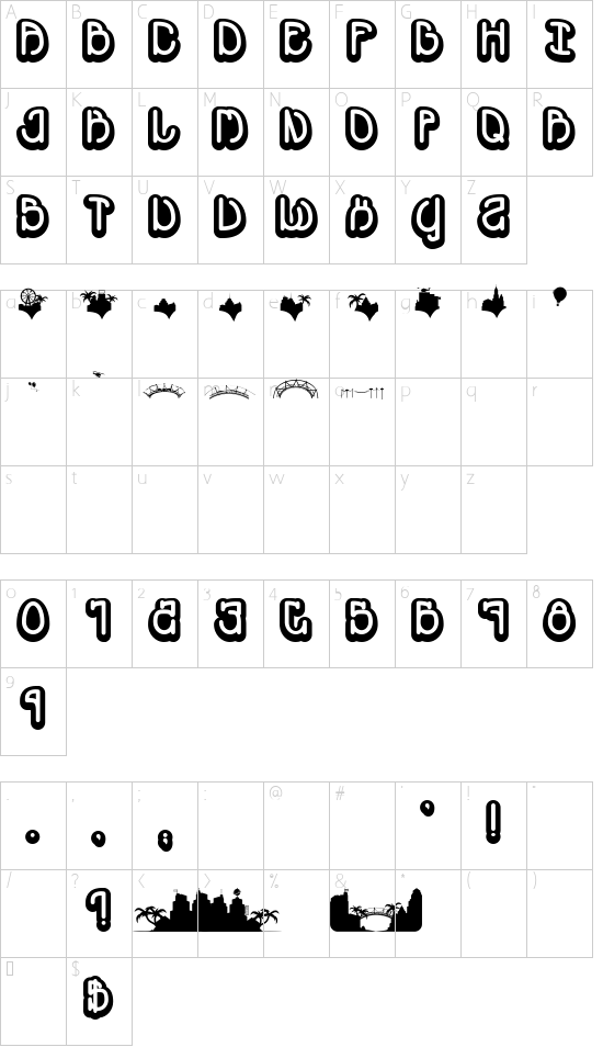 SOUVENIR font character map