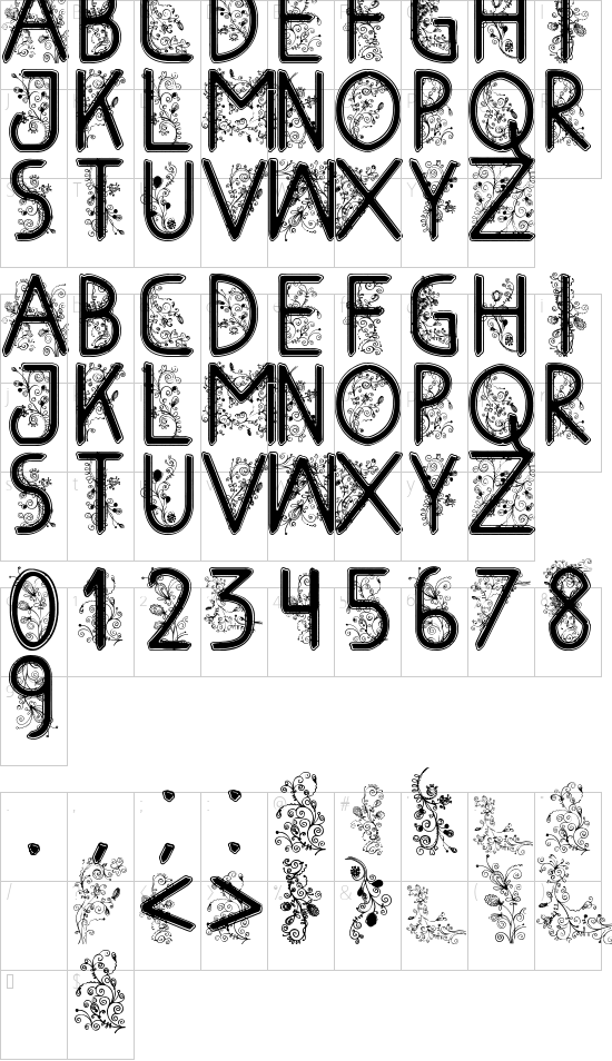 floral flower font character map