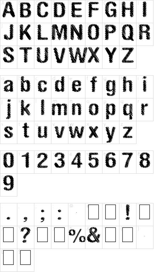 stripes font character map