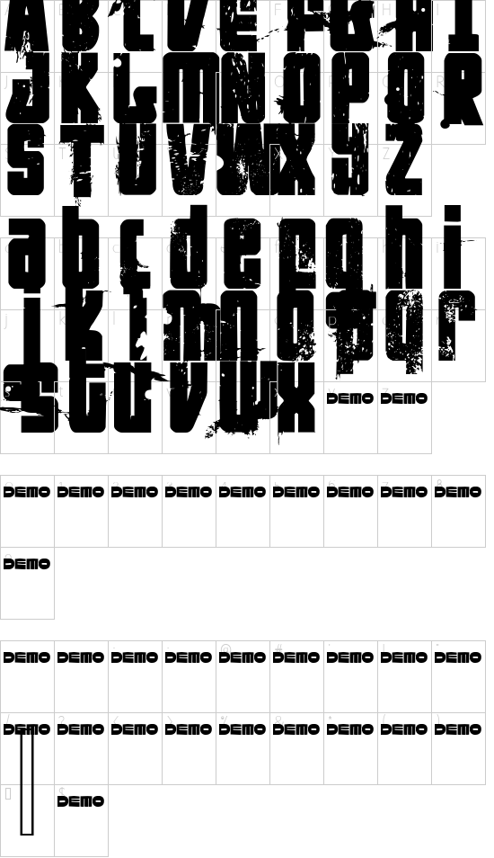 FT NihilistPhilosophy Demoversion font character map