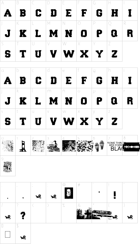 Forever Black font character map