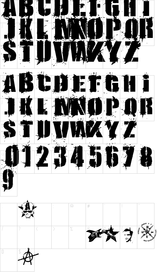 KRIPTON A font character map
